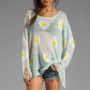 Wildfox Daisy Lennon Distressed Sweater